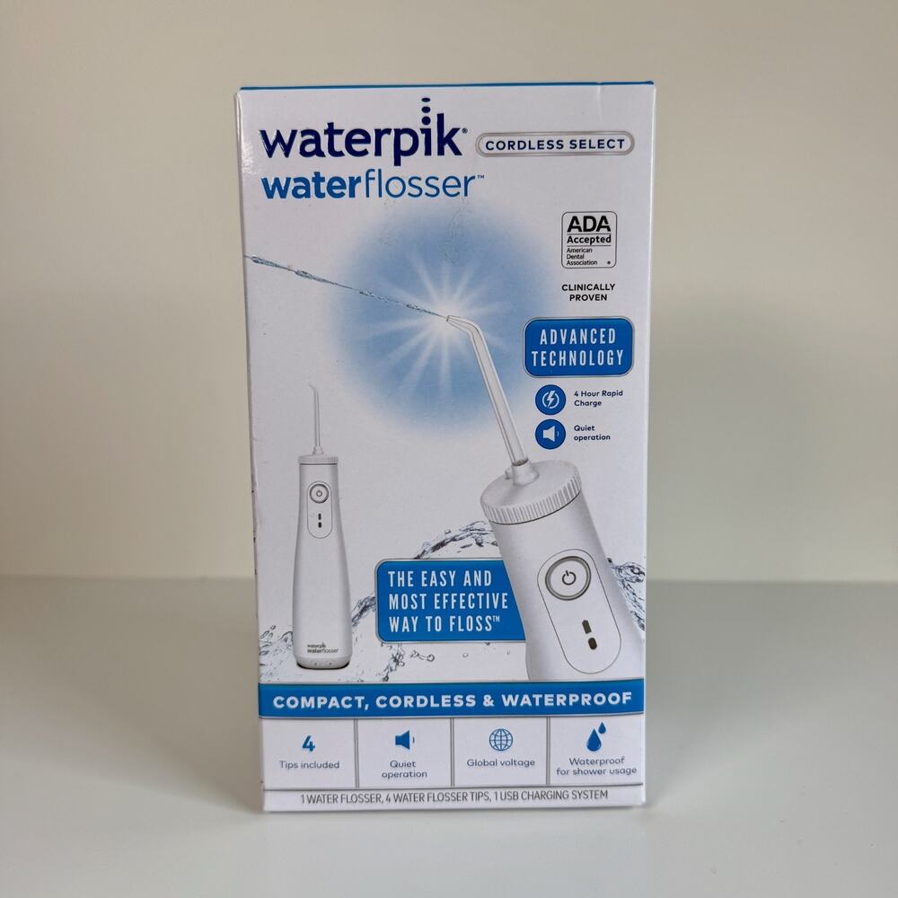Waterpik Cordless Select Water Flosser WF-10W010 Waterproof USB 4 Tips Sealed